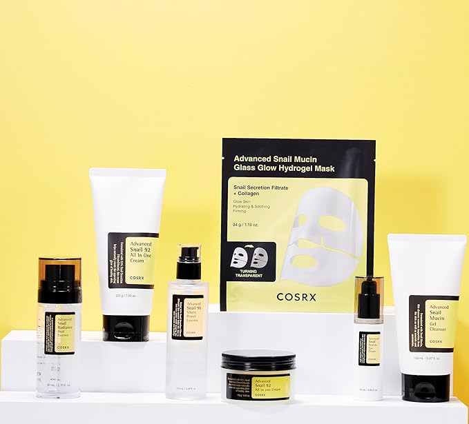 COSRX Advanced Snail Mucin Glass Glow Hydrogel Face Masks Skincare 3 EA, Collagen Face Mask, Travel
