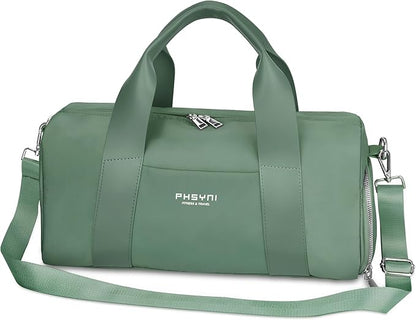 Compact Sports Gym Bag for Women, Cute Mini Duffle Bag with Wet Pocket & Shoes Compartment