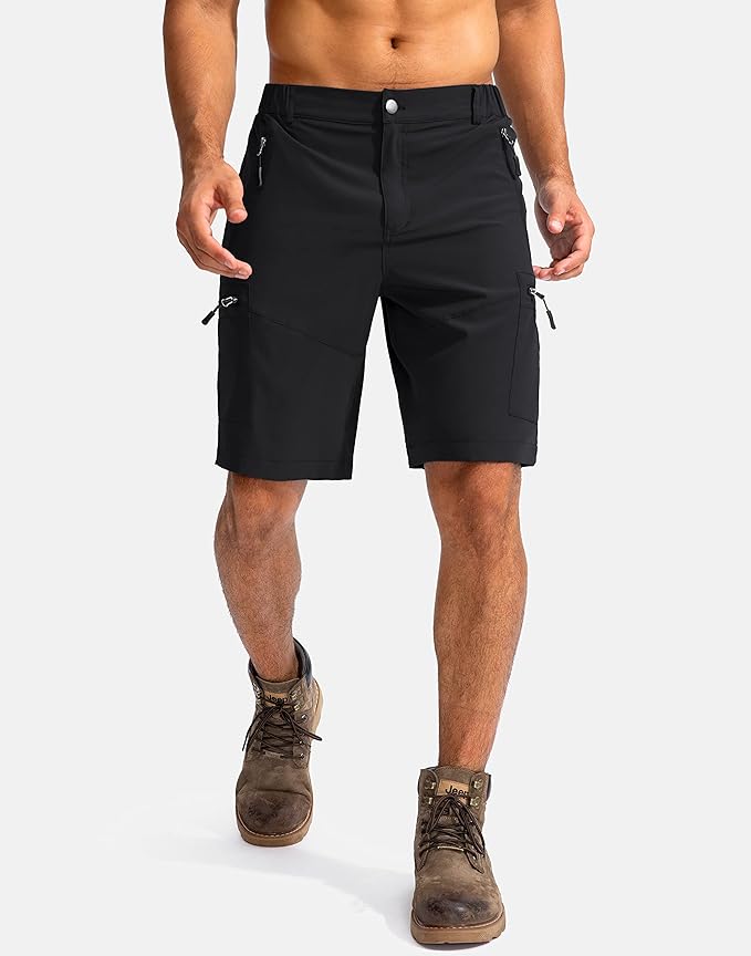 Pudolla Men's Hiking Cargo Shorts 9" Lightweight Outdoor Work Shorts for Men Travel Golf Camping
