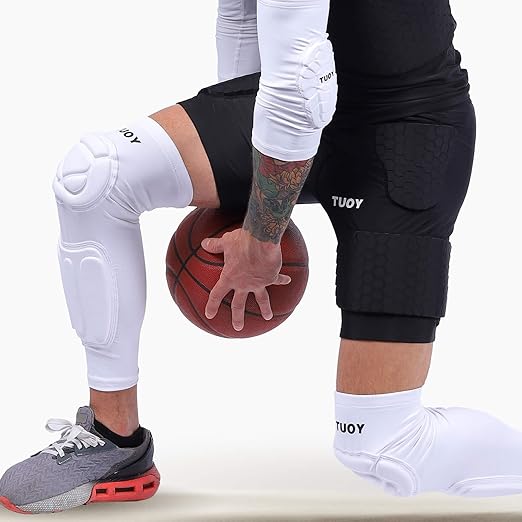 TUOY Knee Pad Shin Guard Pads, Protective Shin/Knee Pad Support Sleeve for Soccer, Football