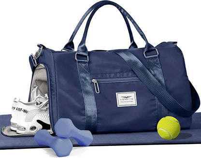 FIORETTO Womens Gym Tote Duffle Bag with Wet Pocket & Shoe Compartment, Sports Duffel Overnight