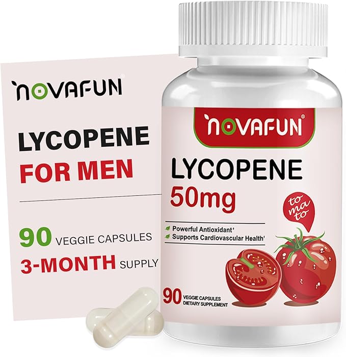 Lycopene Supplements for Men 50mg, Natural Tomato Antioxidant Supplement, 90 Veggie