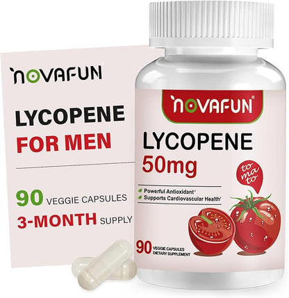 Lycopene Supplements for Men 50mg, Natural Tomato Antioxidant Supplement, 90 Veggie