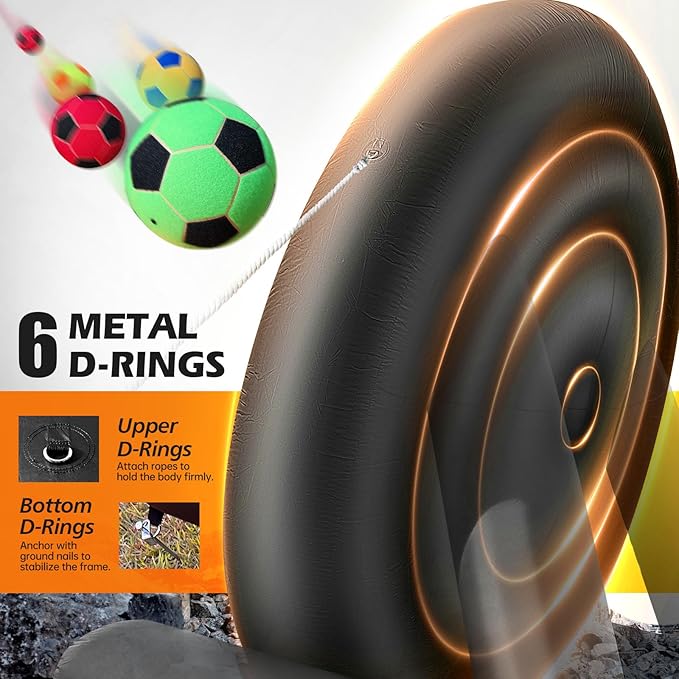 WARSUN 10Ft Giant Inflatable Soccer Darts Board Outdoor Dart Board with 8 Soccer Balls & 350W