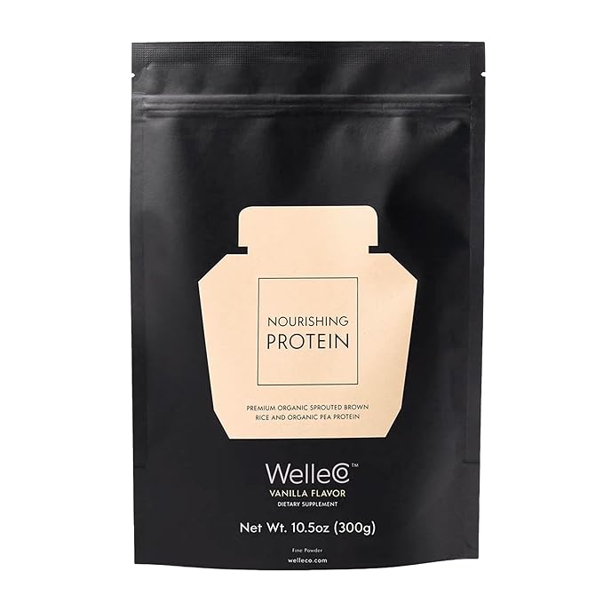 WelleCo, Nourishing Protein, Premium Organic Sprouted Brown Rice & Pea Protein, Vanilla Flavour