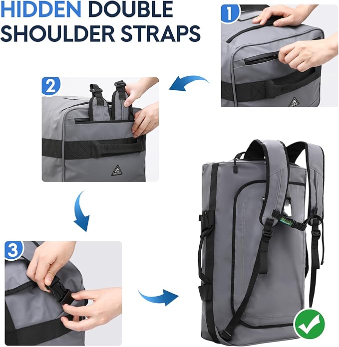 Haimont Gym Duffel Backpack Bag for Men Large Sports Duffle Bags with Backpack Straps for Hiking