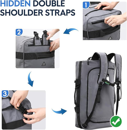Haimont Gym Duffel Backpack Bag for Men Large Sports Duffle Bags with Backpack Straps for Hiking
