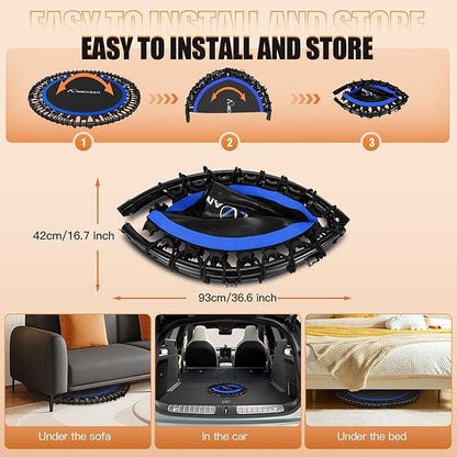 ANCHEER 40" Foldable Mini Trampoline,Max Load 450lbs/550lbs Indoor Trampoline,with 4 Level