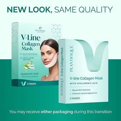 PLANTIFIQUE V-Line Collagen Mask for face 5 PCS | Chin Strap for Women & Men | V Line Lifting Mask