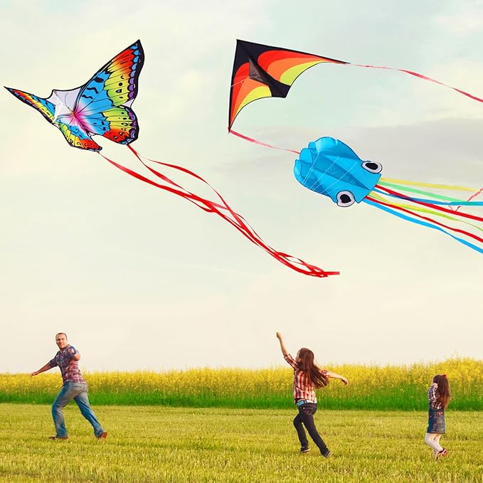 Large Octopus Kites for Kids & Adults,Big Kite for Beginners, Kites for Kids Ages 4-8,Outdoors