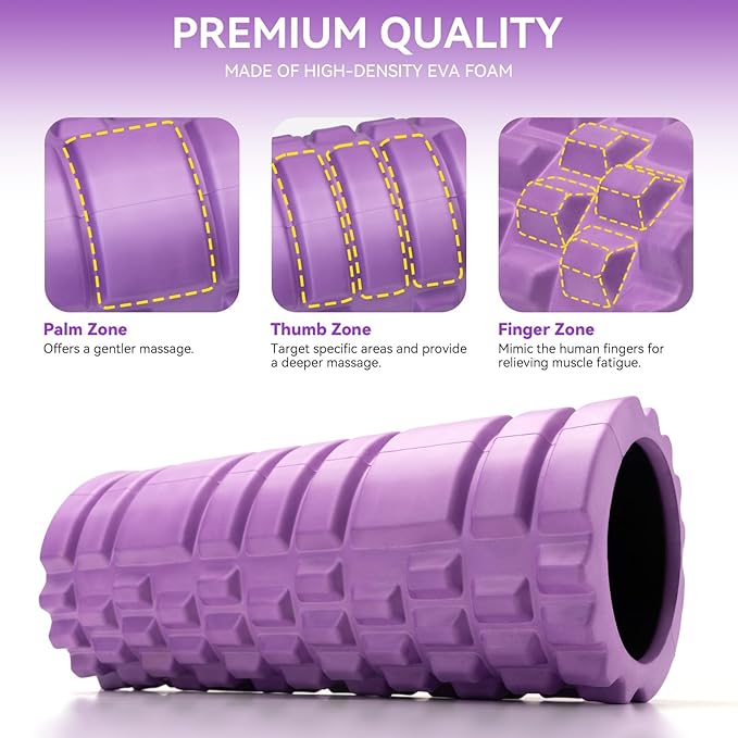 Foam Roller for Muscle Massager, Patented 13" High Density Exercise Roller for Muscle and