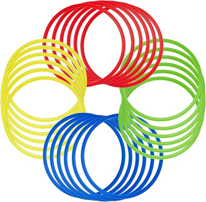 Juvale Agility Rings for Training - 24-Pack, 15.75-Inch, Red, Yellow, Blue & Green - Speed Agility