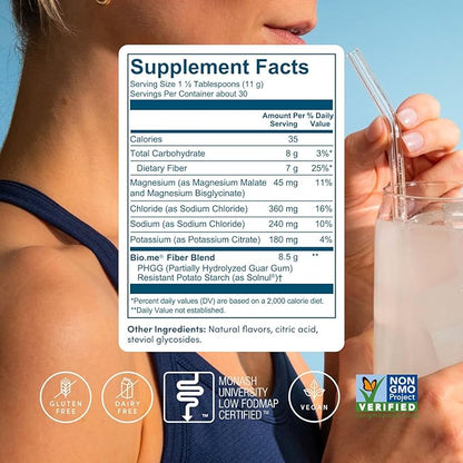 Daily Prebiotic Fiber Lemonade with Electrolytes - 7g Per Serving - Soluble Fiber Supplement Powder