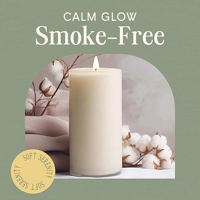 Mister Candle Dripless Vanilla Scented Ivory Pillar Candles Set of 3, Hand Made Vanilla Pillar