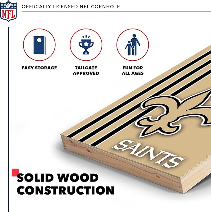NFL 2' x 3' Solid Wood Cornhole Set with Direct Print HD Team Graphics – Great Gift for Any