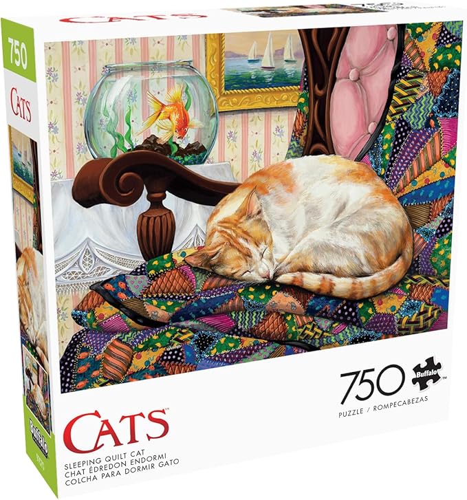 Buffalo Games - Joelle McIntyre - Sleeping Quilt Cat - 750 Piece Jigsaw Puzzle for Adults