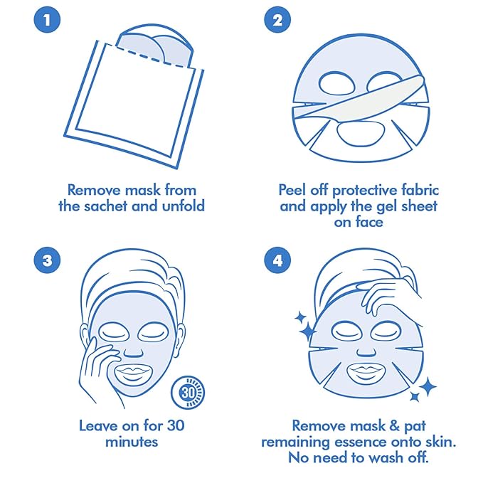 Ebanel 5 Pack Hydrogel Collagen Face Mask with Hyaluronic Acid, Vitamin C, Peptide, Aloe, Instant