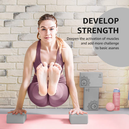 Overmont Yoga Block 2 Pack Supportive Latex-Free EVA Foam Soft Non-Slip Surface for General Fitness