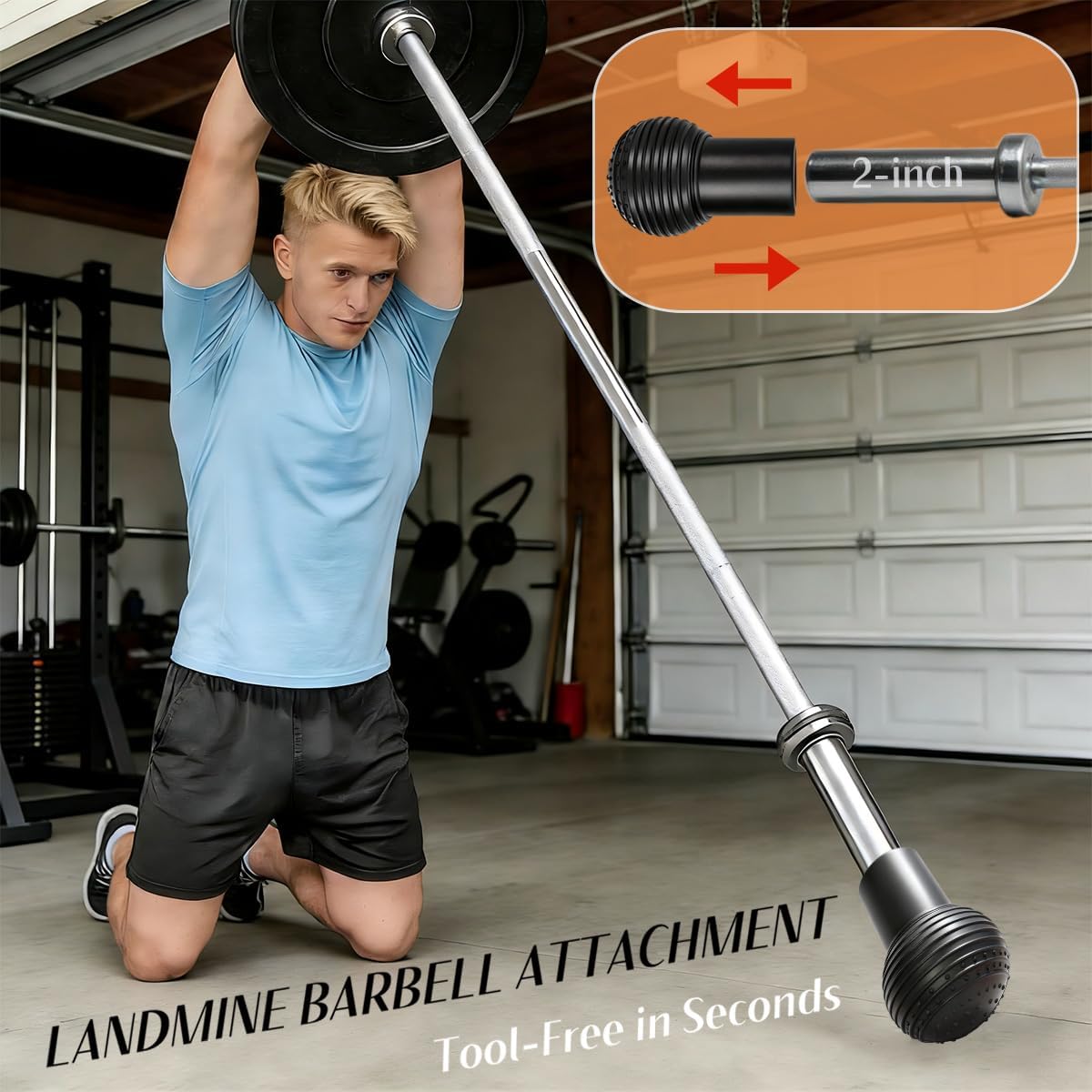 SerniaXin Landmine Attachment for Barbell, 360° Rotation Rubber Base for 2" Olympic Bars, Non-Slip
