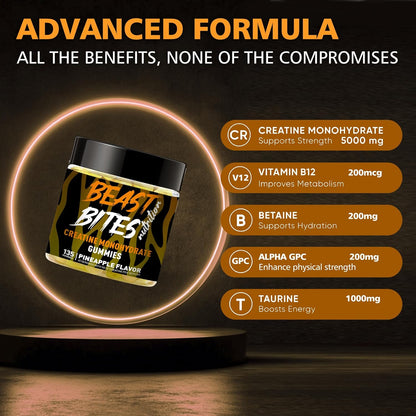 Creatine Monohydrate Gummies for Men & Women - 5g of Creatine Monohydrate per Serving - Sugar