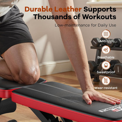 Adjustable Weight Bench for Home Gym, 660LB Capacity Foldable Workout Bench with 8 Backrest