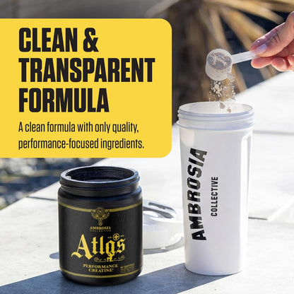 Ambrosia Atlas Creatine Monohydrate Powder | Creapure + Acetic Acid for Enhanced Absorption |