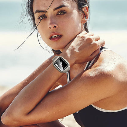 3-in-1 Waterproof Apple Watch Case with Band (44mm) – Full Coverage Bumper with Built-in Screen