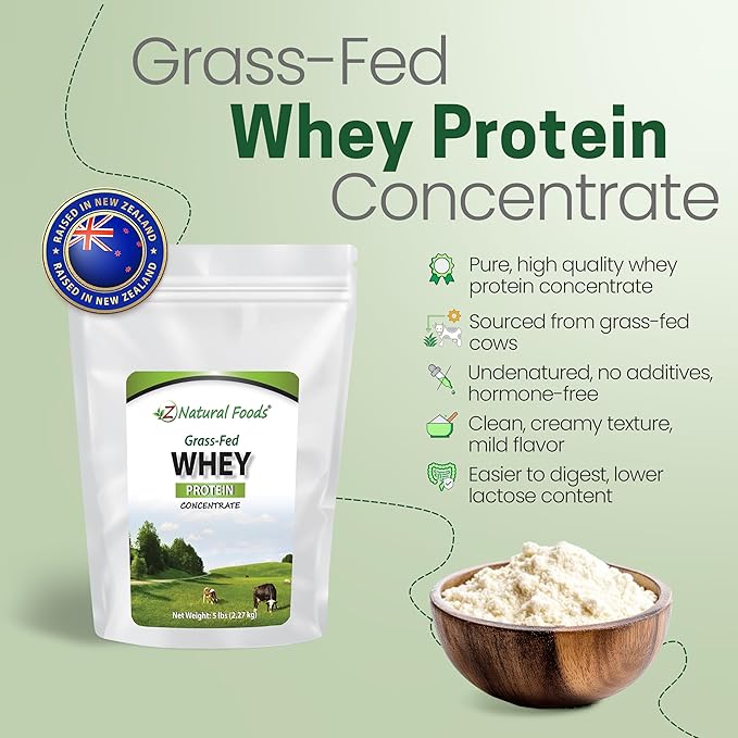 Z Natural Foods Grass-Fed Whey Protein Concentrate - Clean Whey Protein Powder from New Zealand