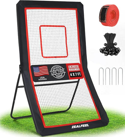Lacrosse Rebounder, 4x7FT/4x6FT Lacrosse Rebound for Backyard with 5 Rebound Angles, Target Strip