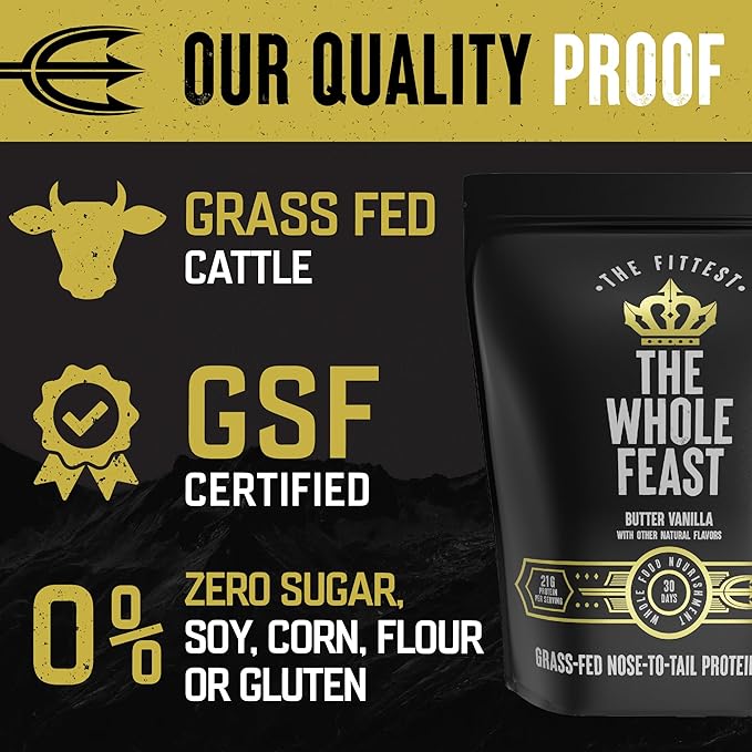 The Fittest Whole Feast Beef Protein Powder - Butter Vanilla - Grass Fed Nose to Tail Carnivore