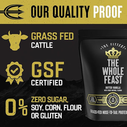 The Fittest Whole Feast Beef Protein Powder - Butter Vanilla - Grass Fed Nose to Tail Carnivore