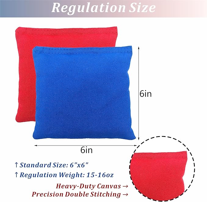 Cornhole Bags Set of 8 Regulation Professional Corn Hole Bean Bags Weather Resistant for Tossing