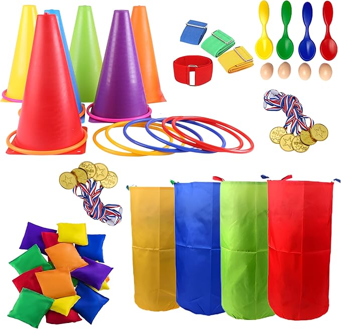 CircleCraft 53 Pcs. Plastic Cones and Rings Games Ring Toss Games for Adults Carnival Games Potato