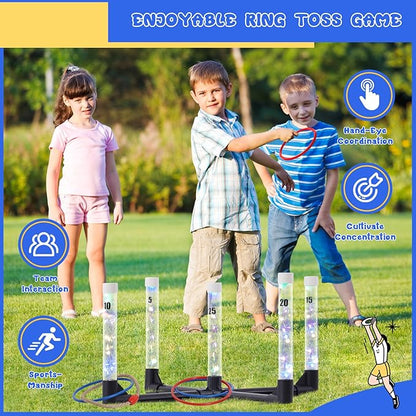 YEEA LED Ring Toss Game for Kids, Adults | Glow in The Dark LED Outdoor Yard Games | Perfect for