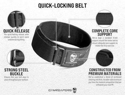 Gymreapers Quick Locking Weight Lifting Belt for Men Gym Belt for Powerlifting Deadlift Belt with 4