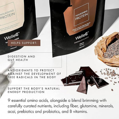 WelleCo, Nourishing Protein, Premium Organic Sprouted Brown Rice & Pea Protein, Chocolate Flavour