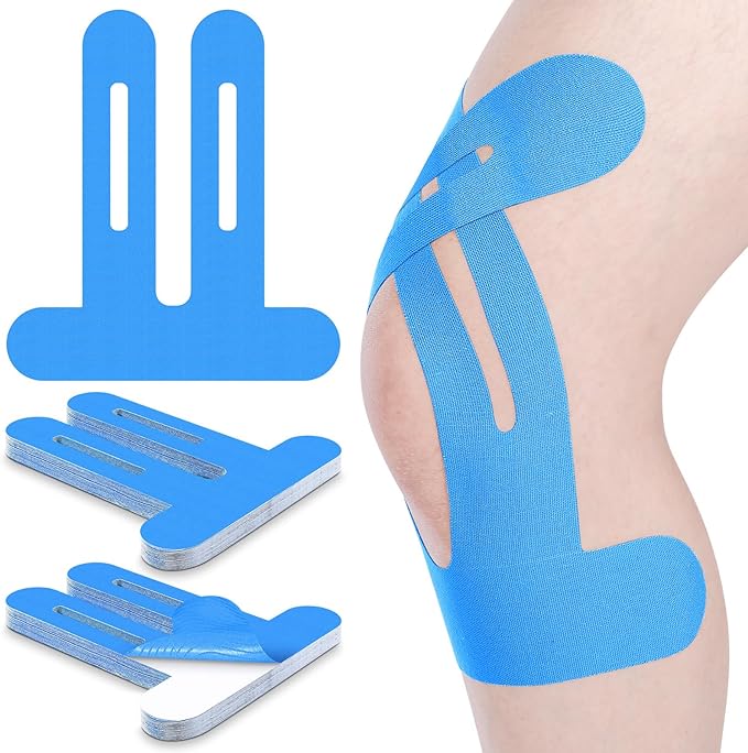50 Pcs Precut Kinesiology Tape for Knees Pain Relief Elastic Waterproof Athletic Knee Tape for