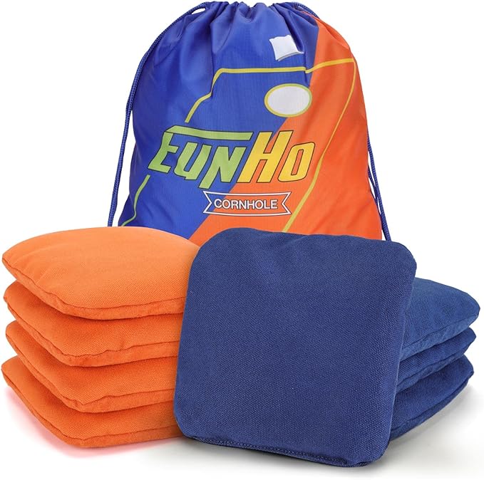 EunHo Dual Sided Cornhole Bags Regulation Set of 8 Professional Cornhole Bean Bags Slick and Stick