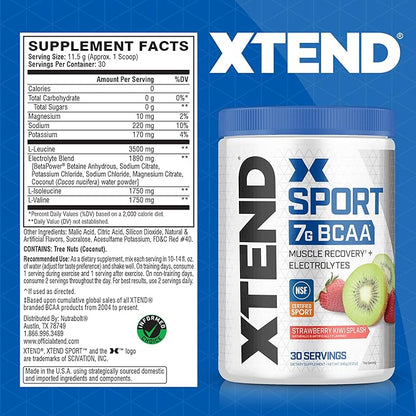 XTEND Sport BCAA Powder Strawberry Kiwi Splash - Electrolyte Powder for Recovery & Hydration with