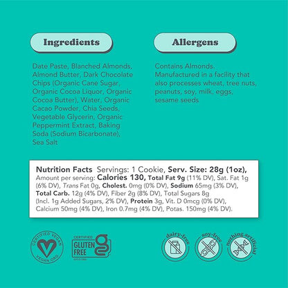 Love + Chew, Mint Cacao Brownie Minis - 18 Count - Tasty Gluten Free Cookies - Vegan - Healthy