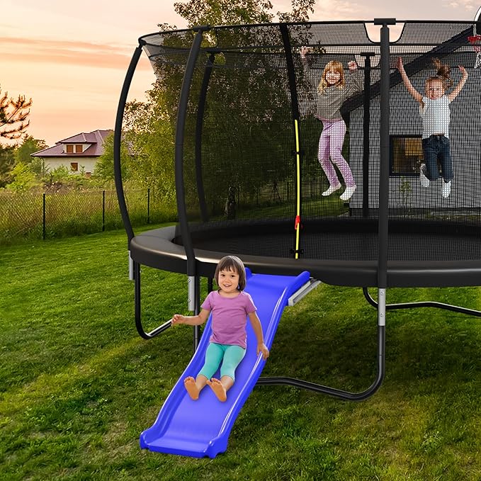 Plastic Trampoline Slide for 8-16FT, Heavy Duty Outdoor Slide for Trampoline, Safe Trampoline
