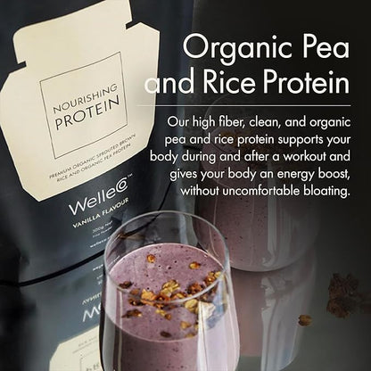 WelleCo Vegan Protein Powder, Gluten Free Premium Organic Sprouted Brown Rice & Pea Protein Blend