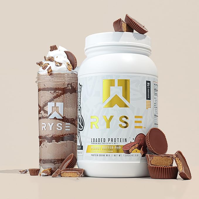 RYSE Loaded Protein Powder - Peanut Butter Cup - 25g Whey Protein Isolate & Concentrate with