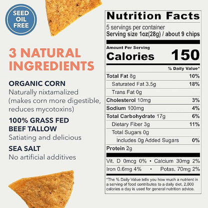 MASA CHIPS - Tortilla Chips Snack Pack - Seed Oil Free, Naturally Grown Corn Chips - Low Carb