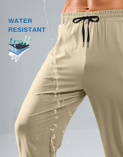 Pudolla Men's Lightweight Hiking Pants Quick-Dry Outdoor Sweatpants with Zipper Pockets for Casual