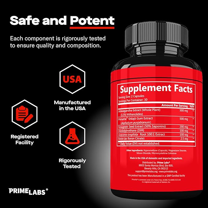 Prime Labs Prime Test Pro - Testosterone Supplement for Men - Test, Vitality, & Energy Booster