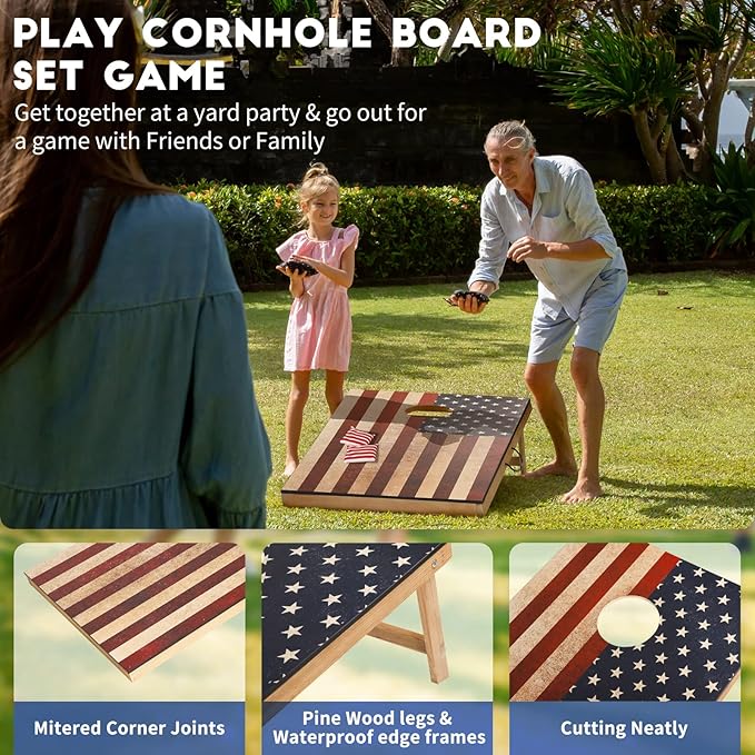 Cornhole Set, Corn Holes Outdoor Game, Regulation Cornhole Boards, Portable Cornhole Set, Classic