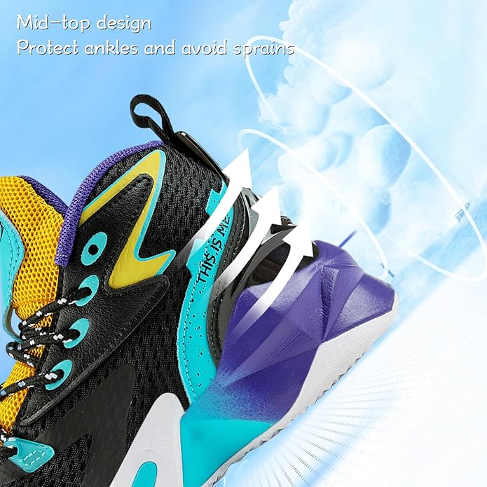 VITUOFLY Kids Basketball Shoes Boys Air Cushion Sneakers Girls Mid Top School Hoops Shoes Non-Slip