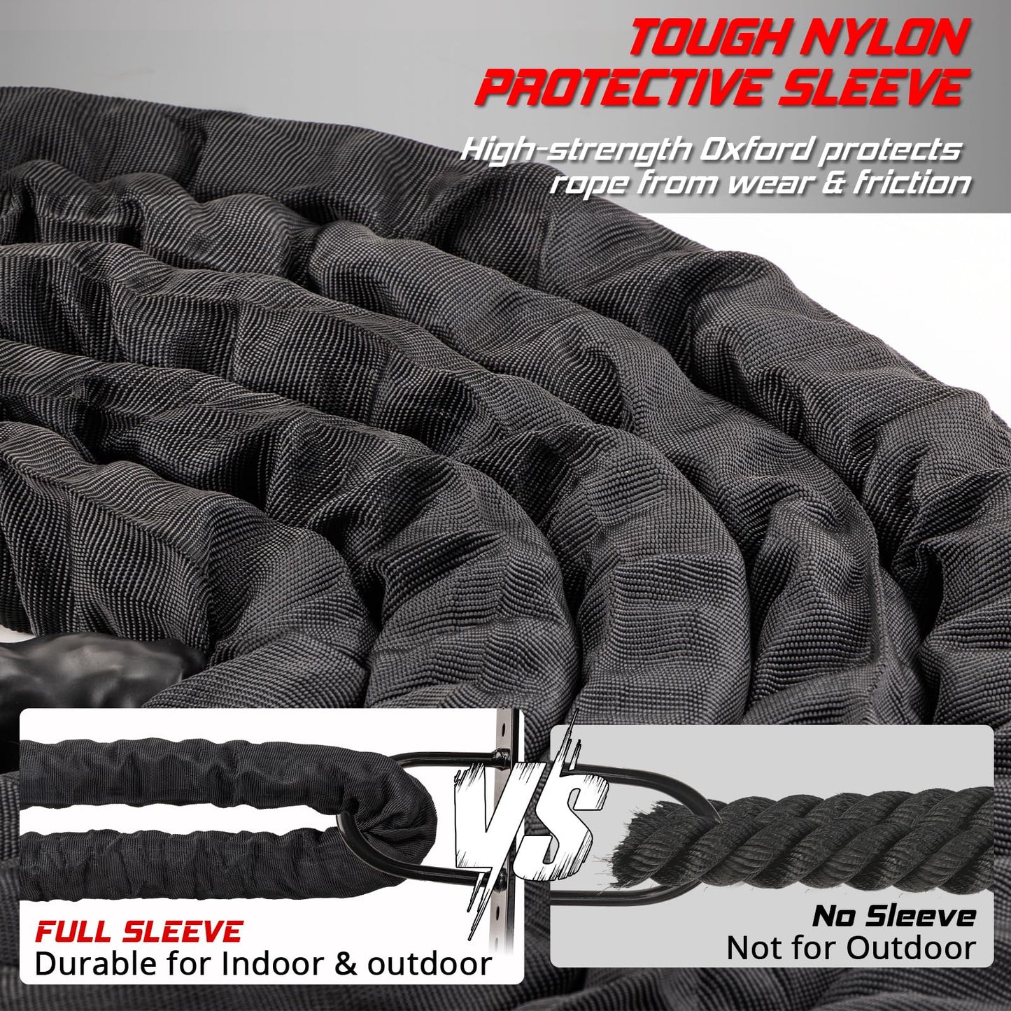 Battle Rope for Home Gym Workout - 1.5 Inch 30ft Heavy Weighted Training Exercise Ropes Fitness