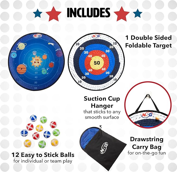NSG Target Toss Large Dart Board for Kids 30in Giant Kids Dart Board Double Sided Game Set for